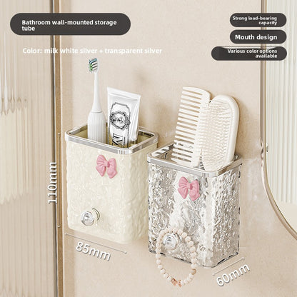 Wall-Mounted Bathroom Organizer – No-Drill Comb & Toothbrush Rack