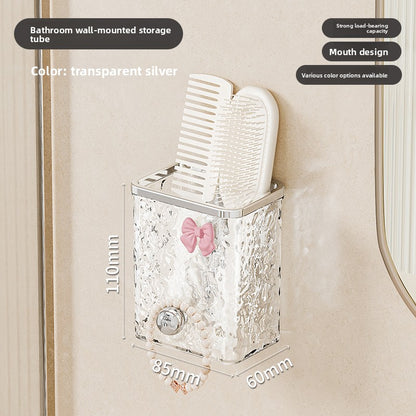 Wall-Mounted Bathroom Organizer – No-Drill Comb & Toothbrush Rack