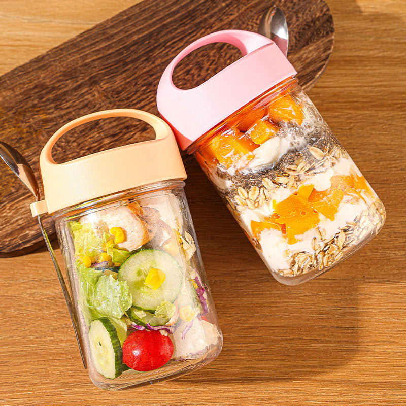 Transparent Glass Sealing Lid Cup – 400ml Portable Overnight Oats Jar