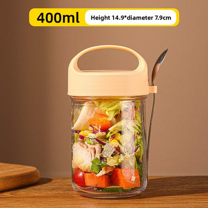 Transparent Glass Sealing Lid Cup – 400ml Portable Overnight Oats Jar