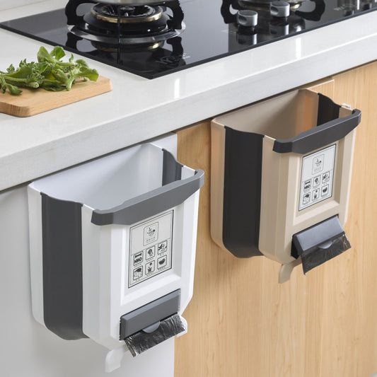 Kitchen Trash Can – 7L Wall-Mounted Folding Garbage Bin