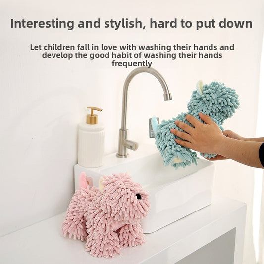 Cartoon Puppy Chenille Hand Towel – Soft Absorbent Hanging Towel