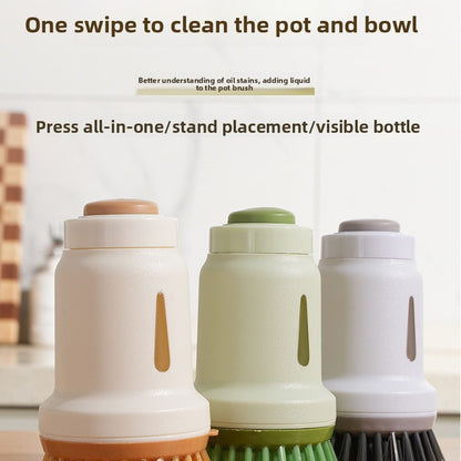 Automatic Liquid Dispensing Pot Cleaning Brush – Soap-Dispensing Scrubber