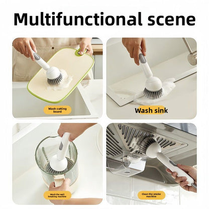 Kitchen Cleaning Brush – 360 Rotating Pot Brush with Soap Dispenser
