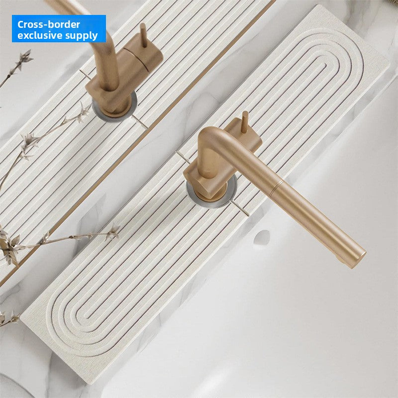 Absorbent Diatomite Faucet Mat – Quick-Drying Stone Sink Splash Guard