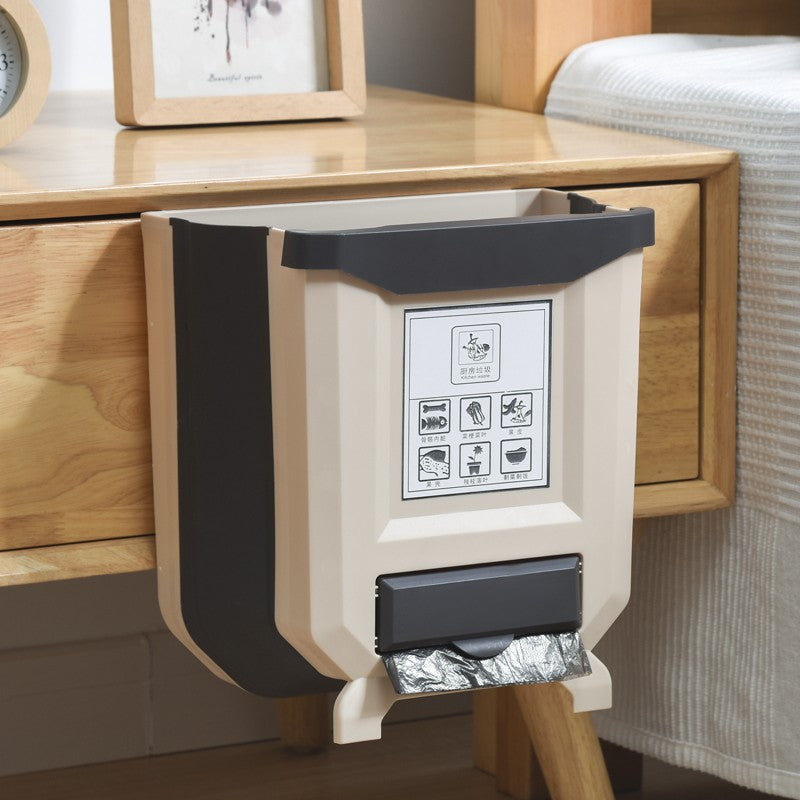 Kitchen Trash Can – 7L Wall-Mounted Folding Garbage Bin