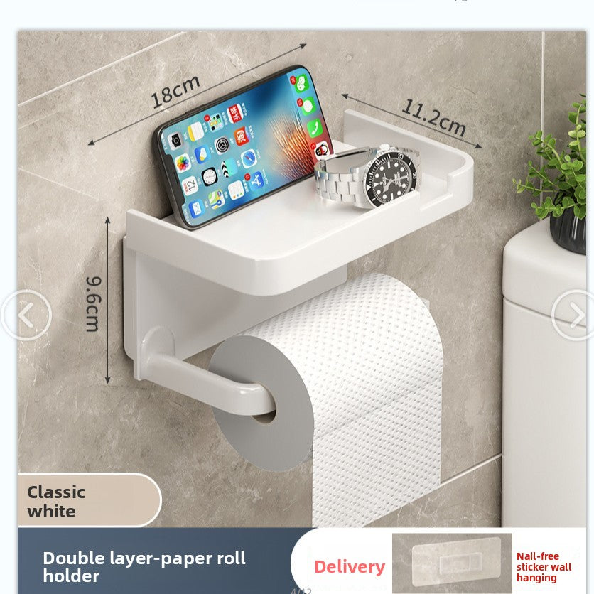 Wall-Mounted Tissue Box Holder – Plastic Bathroom Storage Rack & Dispenser