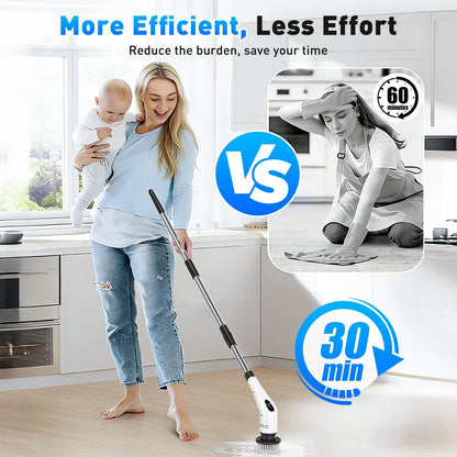 Multifunction Electric Bathroom Scrubber – Cordless 12-in-1 Spin Scrubber