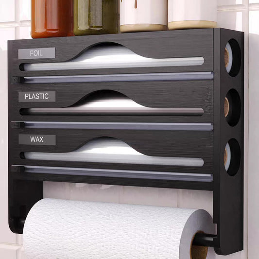 Wooden Wall-Mount Kitchen Storage Cutter Box – Foil & Wrap Dispenser