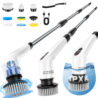 Multifunction Electric Bathroom Scrubber – Cordless 12-in-1 Spin Scrubber