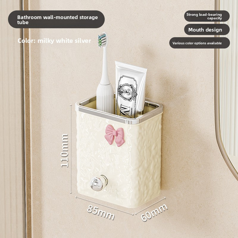 Wall-Mounted Bathroom Organizer – No-Drill Comb & Toothbrush Rack