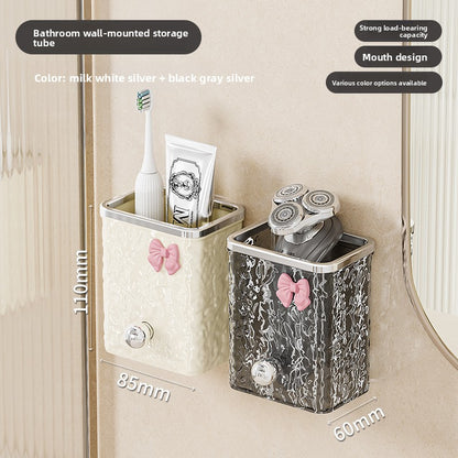 Wall-Mounted Bathroom Organizer – No-Drill Comb & Toothbrush Rack