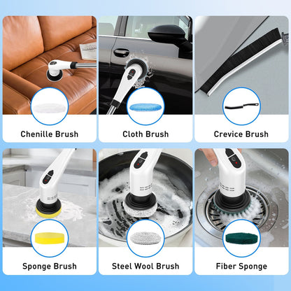 Multifunction Electric Bathroom Scrubber – Cordless 12-in-1 Spin Scrubber