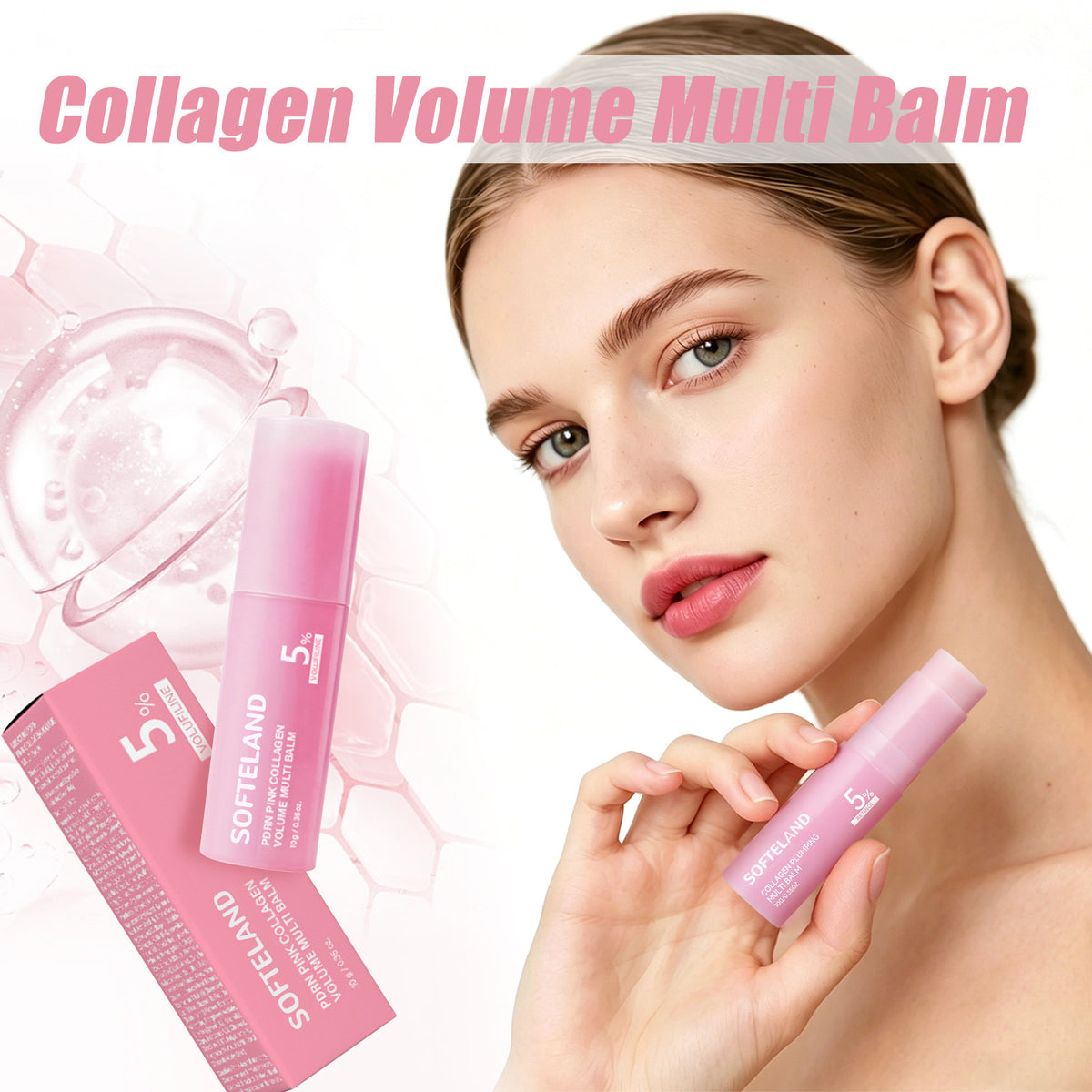 PDRN Pink Collagen Multi-Effect Skin Balm – 10g Anti-Aging Moisture Stick