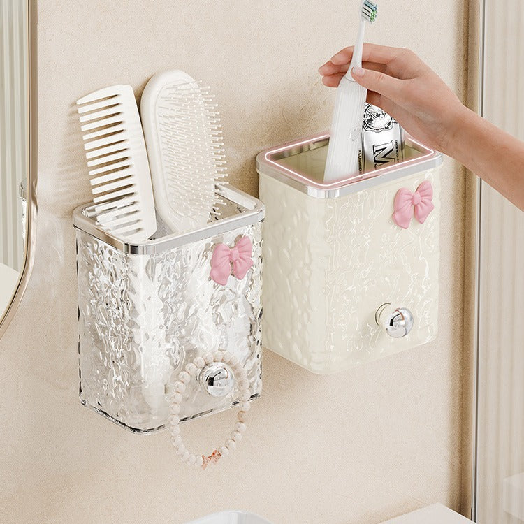 Wall-Mounted Bathroom Organizer – No-Drill Comb & Toothbrush Rack