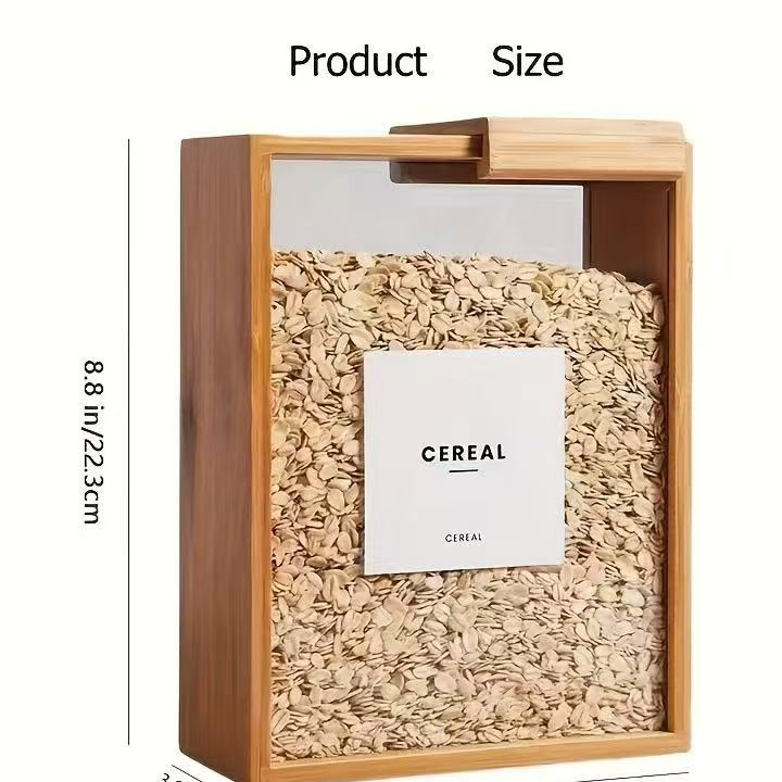 Bamboo Wood Kitchen Storage Box – 3-Compartment Organizer with Sliding Lid