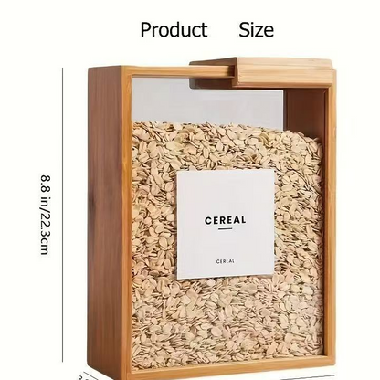 Bamboo Wood Kitchen Storage Box – 3-Compartment Organizer with Sliding Lid