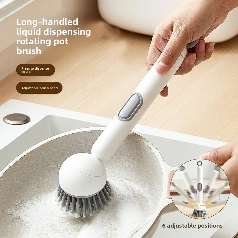 Kitchen Cleaning Brush – 360 Rotating Pot Brush with Soap Dispenser