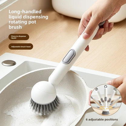 Kitchen Cleaning Brush – 360 Rotating Pot Brush with Soap Dispenser