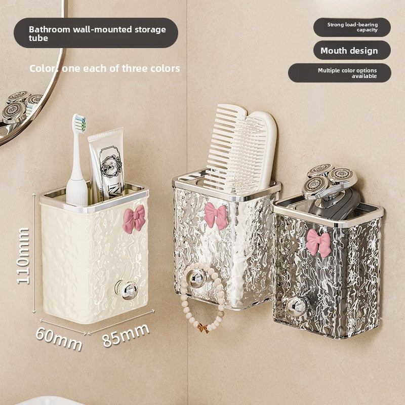 Wall-Mounted Bathroom Organizer – No-Drill Comb & Toothbrush Rack