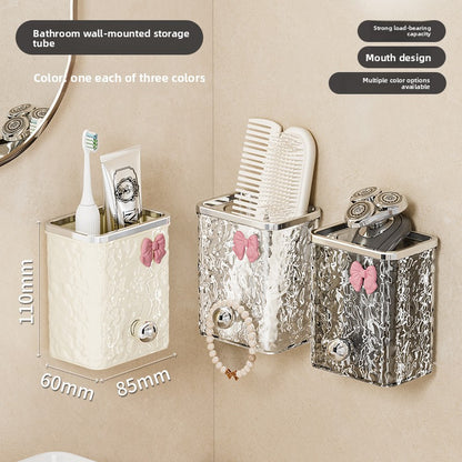 Wall-Mounted Bathroom Organizer – No-Drill Comb & Toothbrush Rack