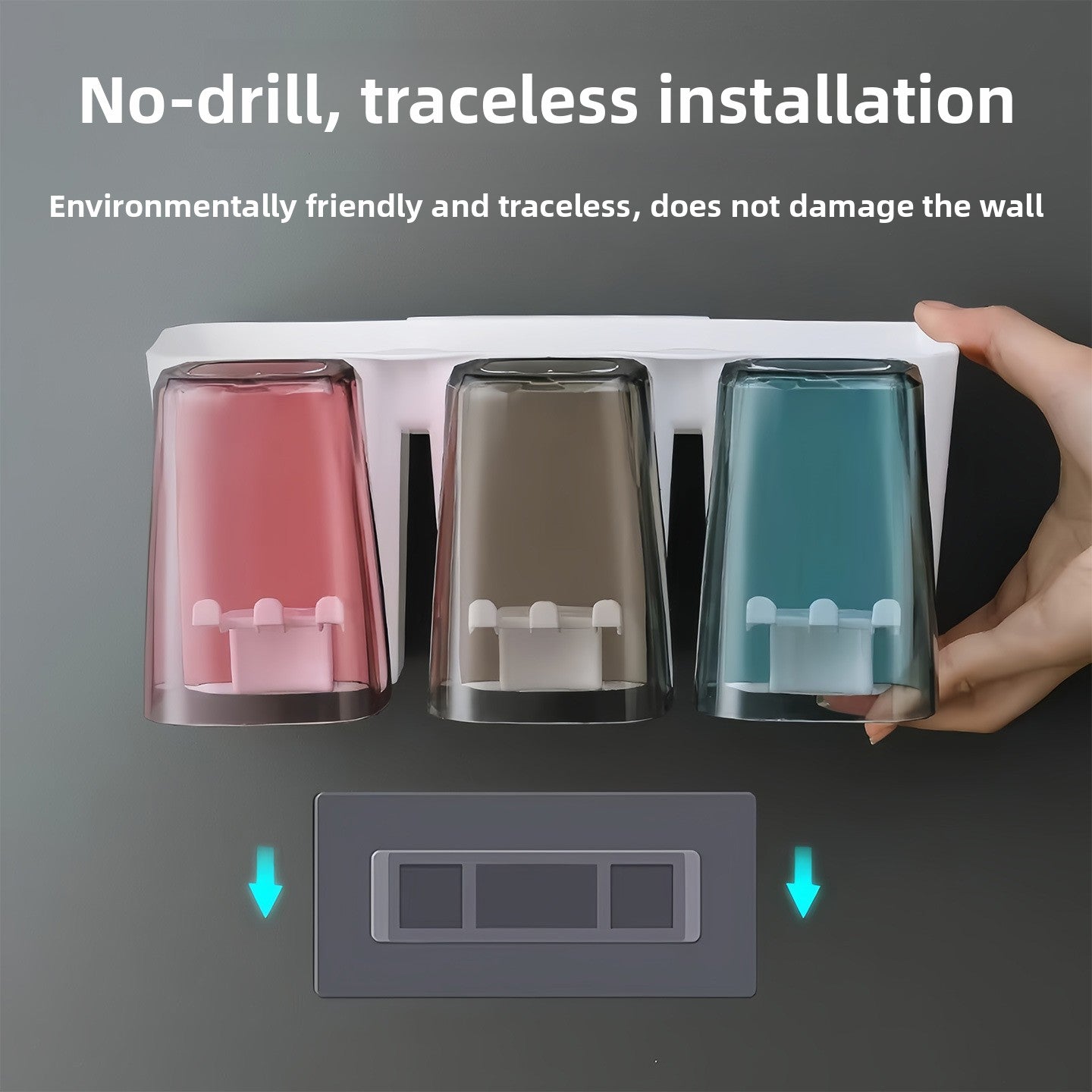 Plastic Bathroom Organizer – No-Drill Toothbrush Holder & Cup Set